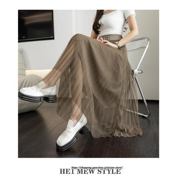 スカート | レディース 春秋 チュール美脚 プリーツロングAライン 体型カバー ボトムス おしゃれ 大人 通勤 お出かけ オシャレ