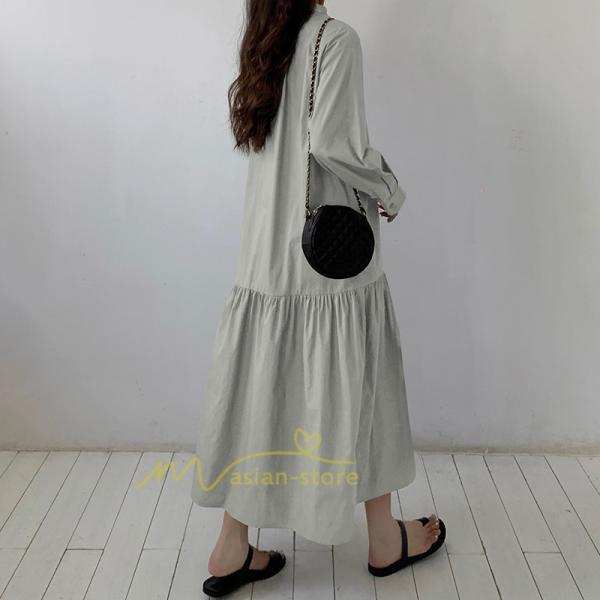 マキシ | シャツワンピース ワンピース 秋 春 レディース ロングワンピース 長袖 ロング丈 マキシ丈 体型カバー 無地 ゆったり 着痩せ 30代 40代 カジュアル 50代 夏物