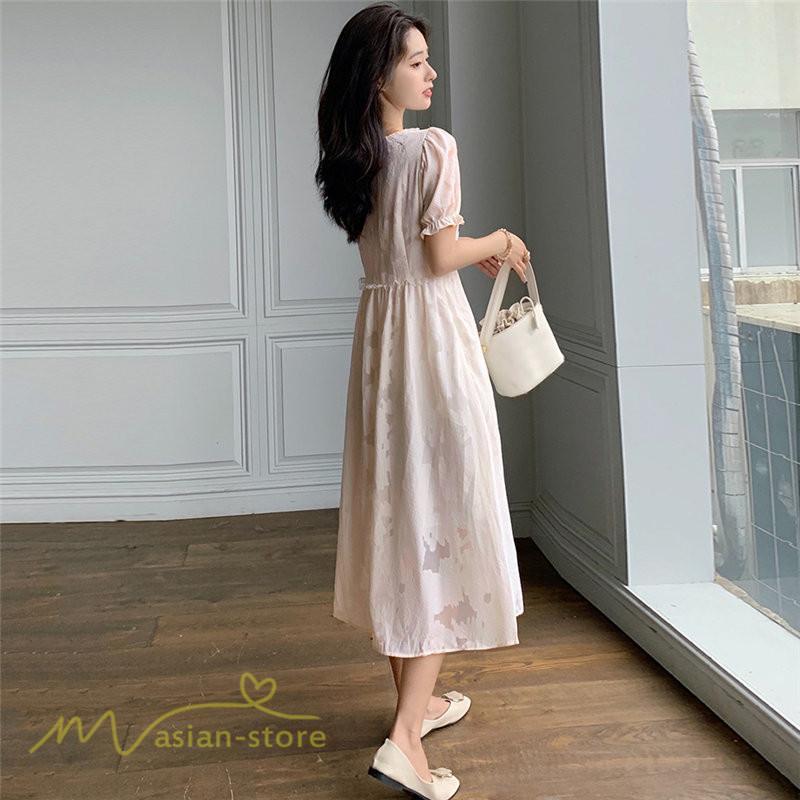ミディアム | ワンピース レディース 着痩せ 上品 半袖 Aラインワンピース シフォン カジュアル 膝丈 きれいめ おしゃれ Vネック 上品 40代 30代 20代 サマーワンピース