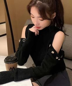 ニット・セーター | レディース カジュアル 肩開き オフショルダーニット トップス 肩出し ニットセーター プルオーバー 長袖 ショット丈