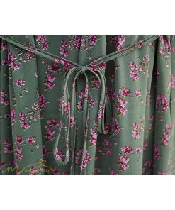 マキシ | ワンピース レディース Vネック 7分袖 秋 ロングワンピース フリーサイズ 花柄 40代 50代 大人 レトロ風 ゆるワンピース カジュアル 秋コーデ 30代 大人 20代