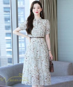 ミディアム | ワンピース レディース 着痩せ Aラインワンピース サマーワンピース 春 夏 ミディアムワンピース 上品 大きいサイズ 花柄 フレア 上品 20代 30代 半袖 40代