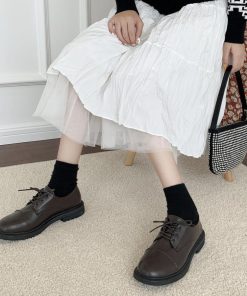 ショートブーツ | 靴 シンプル レースアップ レザー調 カジュアル ローヒール ドレスシューズ レディース 履きやすい