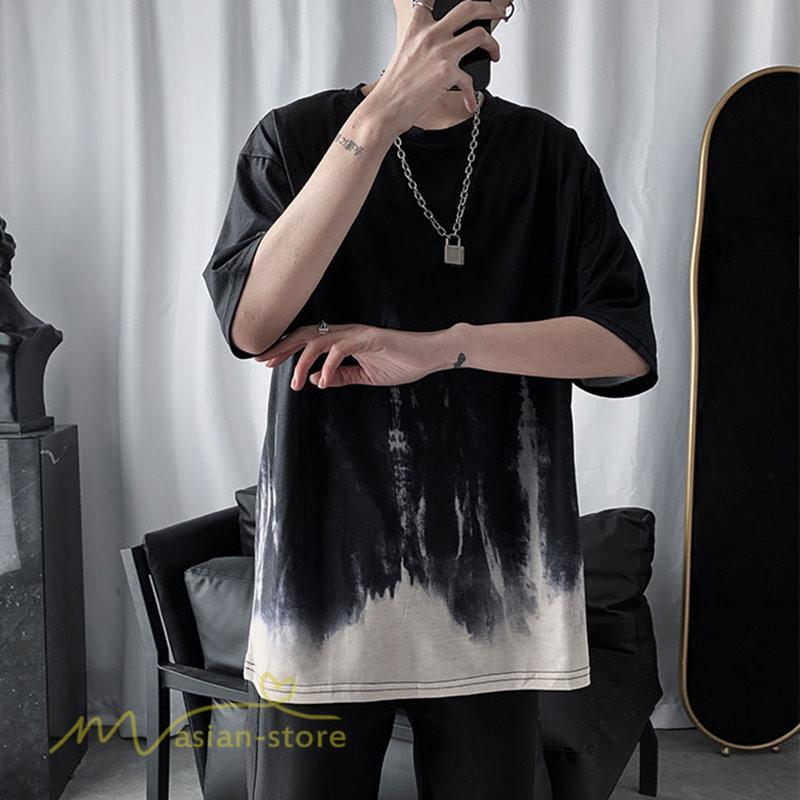 Tシャツ | カットソー メンズ 半袖 ゆったり カジュアル 半袖トップス サマー 夏新作 クルーネック 絞り染め おしゃれ ストリート カッコウイイ コットン