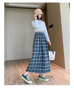 スカート | チェックロングウエストゴム チェック柄 大人 ハイウエスト Aライン30代40代50代 通学通勤 可愛い スカート ゆったり
