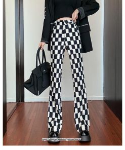 チノ・テーパード・ジョガー・スキニーパン | パンツ レディース フレアパンツ ロングパンツ チェック柄 カジュアル ハイウエスト ワイドパンツ トレンド かわいい おしゃれ 楽ちん お出かけ 送料無料 デート