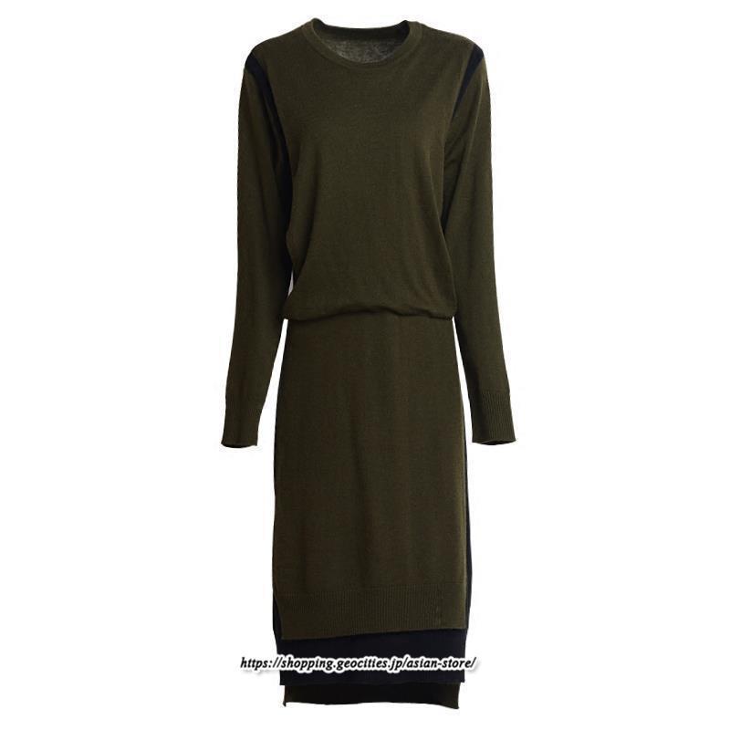 マキシ | ニットワンピース レディース 30代 40代 50代 秋冬 膝丈 切り替え きれいめ 厚手 上品 オシャレ 通勤 着痩せ 体型カバー 長袖 マキシワンピース 大きいサイズ