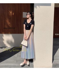 スカート | レディース チュール春夏 コーデ ウエストゴム ロングフレア着痩せ 通勤 配色 マキシ カジュアル 上品 20代30代40代50代