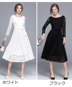 レースワンピース | 短納期ワンピース レディース 大きいサイズ マキシワンピース レースフレア ロング マキシワンピ きれいめ 通勤 イベント 食事会 上品 二次会 パーティー