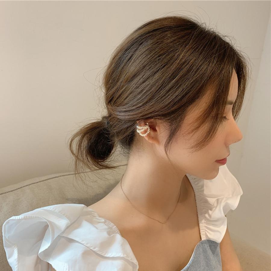 その他アクセサリー | フェイクパール イヤリング きれいめ レディース 韓国ファッション チェーン イヤーカフ キャッチ 片耳用 アクセサリー マグネット