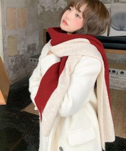 マフラー | ニット配色 レディース 秋冬