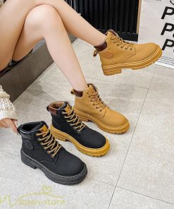 ショートブーツ | レディース ブーティー 太ヒール ブーツ ショートヒール カジュアル レースアップ 歩きやすい コスプレ靴 編み上げブーツ 厚底 ローヒール靴