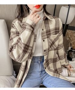 シャツ・ブラウス | レディースシャツ 秋冬 長袖 ブラウス 裏起毛 厚手 チェックシャツ チュニック丈 ミドル丈 防寒 暖かい 羽織り アウター シャツジャケット 厚手シャツ トップス