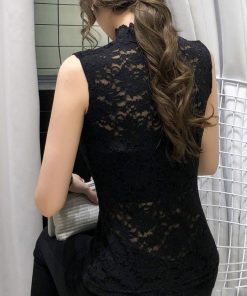 透かし編みトップス | 大人可愛い 重ね着 総レース スカラップ 花柄 エレガント セクシー ハイネック インナー レディース タンクトップ トップス