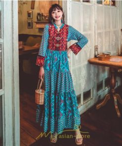 マキシ | ワンピース ロング 着やせ効果抜群 夏秋 長袖 他と被らない 刺繍 上品 きれいめ ロングワンピース マキシワンピ 舞台 演出 パーティー ダンス