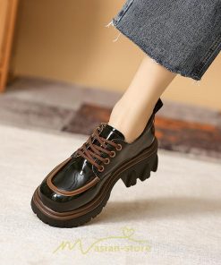 ローファー | 厚底 レディース 厚底スニーカー レースアップ スニーカー PU 合皮 通学 通勤 かわいい 送料無料 可愛い 冬 夏 秋 春