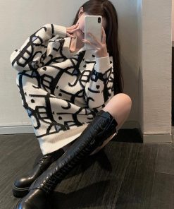 ニット・セーター | ジャガード柄ニットトップス 長袖韓国秋冬