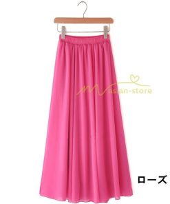 スカート | 夏ロング無地 フレア大人 ウエストゴム 涼しい レディース 夏服 揺れる 女っぽい 20代30代 可愛い ゆったり 40代50代 60代 ダンス