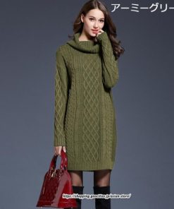 マキシ | ニットワンピース ワンピース レディース 秋冬 チュニック ニット ひざ丈 長袖 ハイネック ゆったり 無地 オシャレ 通学 かわいい 大きいサイズ 通勤