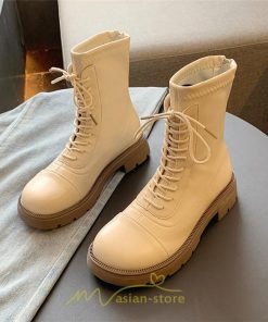 ショートブーツ | ブーツ レディース トレンド ミドル 厚底 袴ブーツ 黒 レースアップ 編み上げ カーキ オフホワイト 通勤 オフィス 通学 歩きやすい 疲れにくい