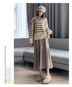 スカート | マタニティレディース 着痩せ リブニット 無地 マタニティウェア ウエスト調整 産前 産後 妊婦着 ハイウエスト 妊婦服 カジュアル Aライン