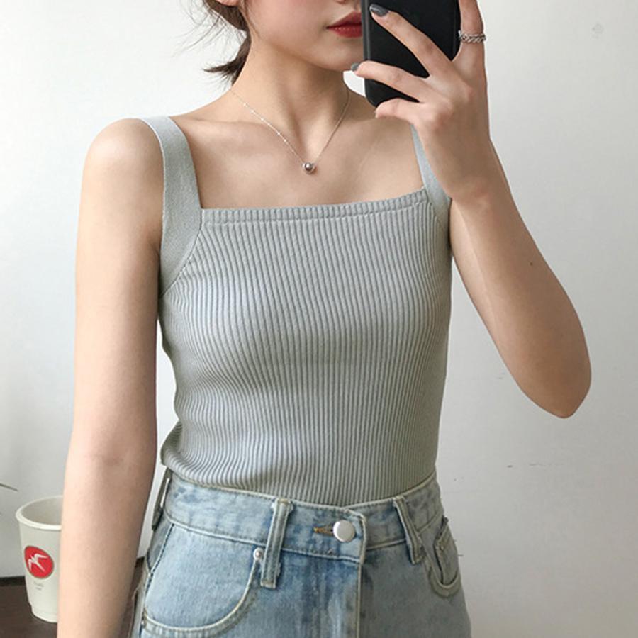 Tシャツ・カットソー | リブニット タンクトップ スクエアネック