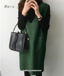 マキシ | ワンピース ジャンパースカート Vネックジャンパースカート ラシャ 着痩せ 上品 フェミニン キレイめ 通勤 おしゃれ オシャレ 40代 30代 20代 通勤 50代　