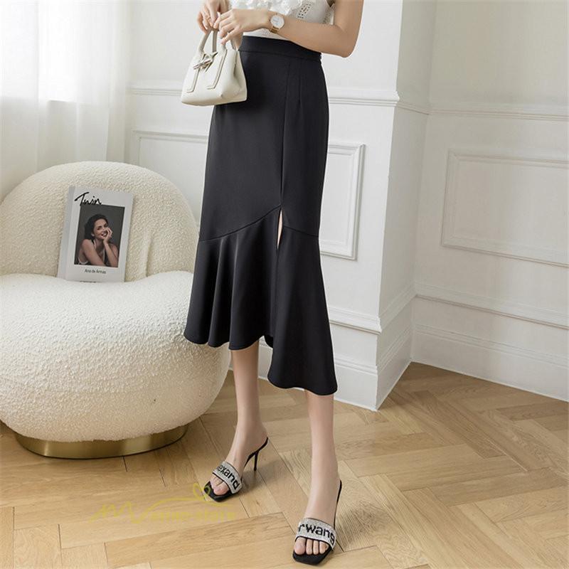 スカート | マーメイドボトムス レディース きれいめ 春 夏 無地 オフィス おしゃれ ミモレ丈 フォーマル 通勤 韓国風 ハイウエスト スリット エレガント 40代