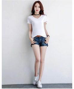 ｔシャツ・カットソー | Tシャツ レディース 半袖 夏Tシャツ サマー Vネック 無地 スリム 可愛い 綿