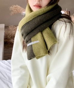 マフラー | ニット配色 レディース 秋冬