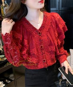 シャツ・ブラウス | ブラウス レディース きれいめ 40代 春秋新作 オシャレブラウス 無地シャツ 長袖トップス レースvネックブラウス 大人 通勤 50代 シャツ30代 ゆったり 着回し