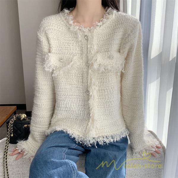 カーディガン | 2022秋冬ニットショート丈 アウター レディース ニットニット セーター 長袖 羽織り フロントボタン トップス 通学通勤 20代40代