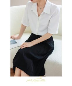 シャツ・ブラウス | ブラウス シャツ オフィス レディース 白 緑 半袖 ビジネス カジュアル 制服 事務服 コスプレ シフォン 柔らかい 華奢見え ファッション 2022新作 開襟 通勤 OL