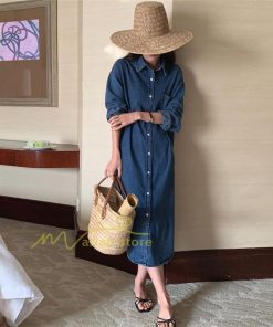 マキシ | ワンピース シャツワンピース ロングデニムシャツワンピース 韓国ファッション 20代30代40代50代 着回し 通勤通学 上品 着痩せ お出かけ 激売れ カジュアル