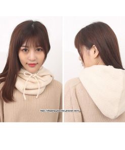 レディース | ニット帽子 ウール帽子 ウール混紡 フード ネックウォーマー ニットキャップ スキー帽子 耳カバー 男女兼用 冬 2022新作 あったか 防寒対策