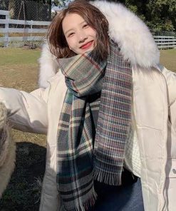 マフラー | チェック柄大判ストール 両面マフラー秋冬