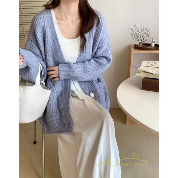 カーディガン | ニットフロントボタン レディース 2way 羽織り 秋冬 アウター ニットアウター セーター 長袖 トップス 通学通勤 20代30代 ゆったり ポケット
