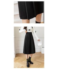 スカート | レディース 無地 ロング丈 ミモレ丈ハイウエスト ウエストゴム Aライン 着痩せ 脚長効果 通勤 就活 オフィス エレガント 日常 OL 上品 ビジネス