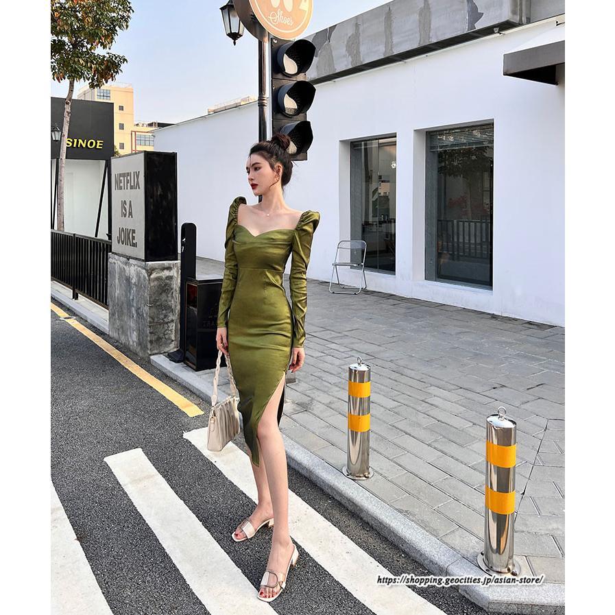タイト | ワンピースタイトワンピース長袖 上品 セクシー高級感 ワンピース タイトワンピース ヒップアップ スリム 美ライン エレガント お呼ばれ シルエット