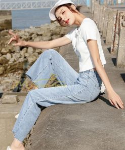 ジーンズ、デニム | デニムパンツ 裾フリンジ スタイリッシュ ハイウエスト ストレートパンツ デイリーコーデ ワイドパンツ 夏コーデ 2020新制作 シングルブレスト マキシ丈パンツ