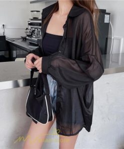 カーディガン | UVカット 接触冷感 シャツ レディース サマーシフォン 透け感 冷房対策 涼感 ひんやり 薄手 シンプル トップス 長袖 体型カバー