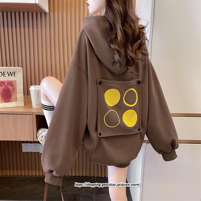 パーカー | レディース 秋 長袖 体型カバー スウェット トレーナー プルオーバー 厚手 後ポケット外し可 トップス 50代 40代 春 30代 おしゃれ 20代 フード