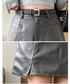 スカート | ミニ秋冬 レザー 無地 レディース 40代 Aライン 30代 20代 50代 着痩せ 通勤 オシャレ カジュアル オフィス OL 着痩せ ベルト付き