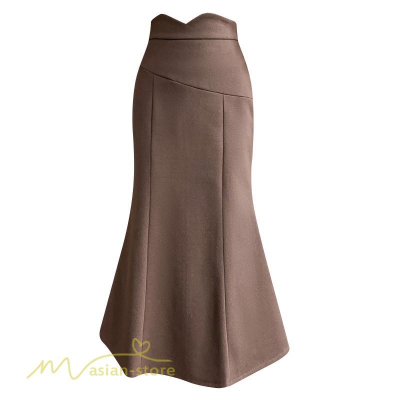 スカート | レディース フィッシュテール秋冬コーデ フレア AラインOL ビジネス カジュアル 大きいサイズ XL 20代 ラシャ 40代 上品 30代