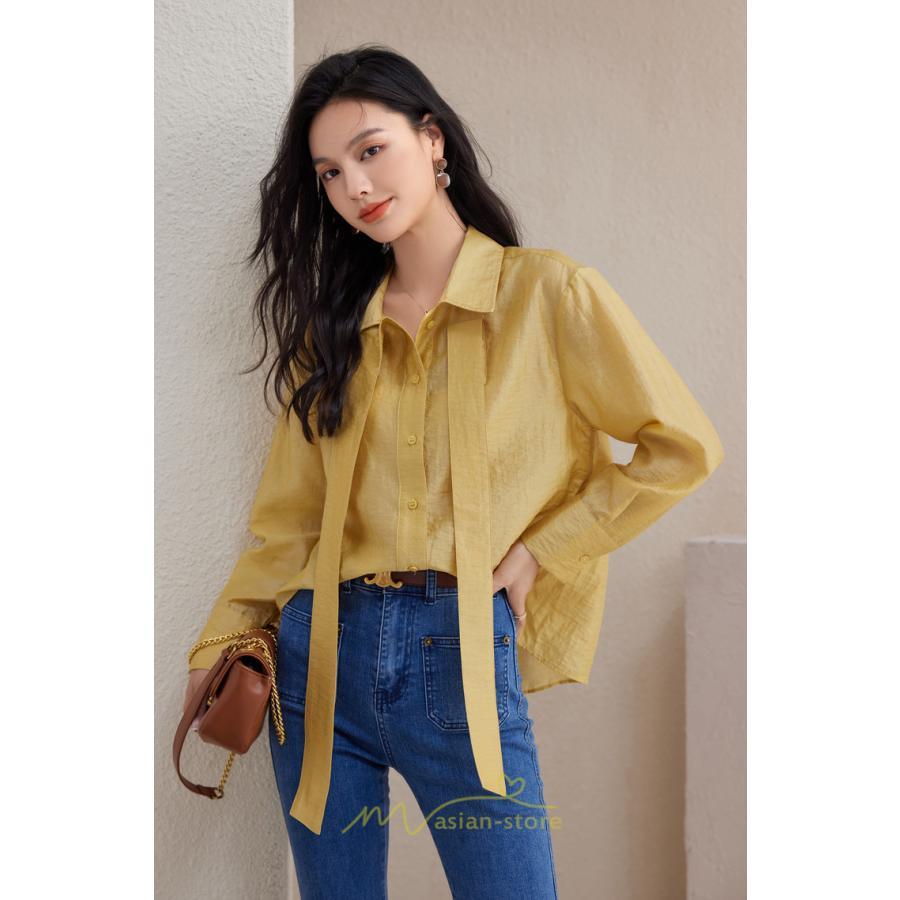 シャツ・ブラウス | シフォンブラウス 長袖 レディース シフォン ブラウス フォーマル カジュアル リボン 着痩せ 通勤 通学 オシャレ 可愛い 秋服 上品 キレイめ 2022 ナチュラル