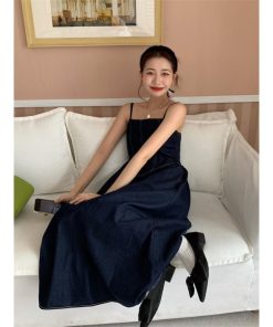 マキシ | デニムワンピース キャミソールワンピース ロングワンピース キャミワンピース レディース ワンピ 後ろゴム・キャザーデザイン 30代40代50代 可愛い 大人