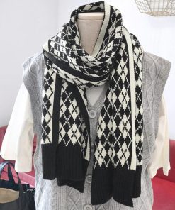 マフラー | アーガイル柄 ニットレトロ風