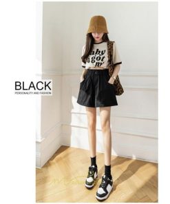 ショートパンツ | パンツ ハイウエスト 無地 美脚 カジュアル シンプル レディース 春 夏 新作 2022 ボトムス 韓国風 ゆったり ズボン 日常 短パン お出かけ