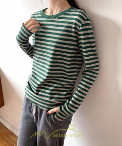 ｔシャツ・カットソー | 春物 レディース Ｔシャツ カットソー 長袖 トップス 綿 ボーダー シンプル プルオーバー リブ 柔らか 美ライン スリム ストレッチ 丸ネック 微伸縮 20代30代