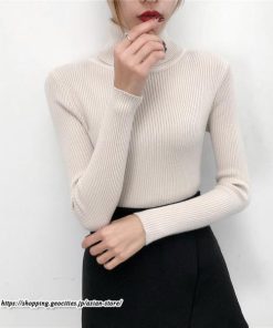 ニット・セーター | カットソー ニット レディース リブニット ハイネック 長袖 秋冬 春 トップス スリム ストレッチ 暖かい 長袖ニット 無地 プルオーバー インナー 長袖カットソー